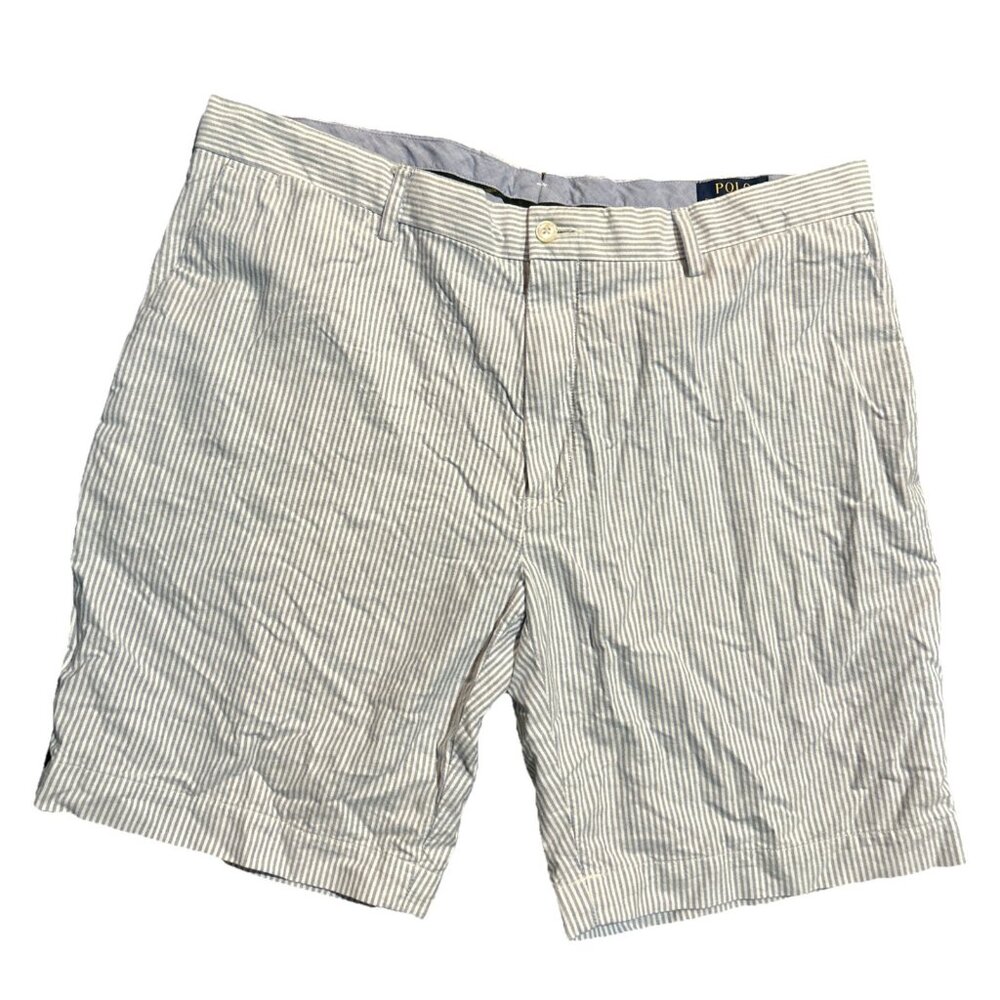 Polo Ralph Lauren Seersucker Shorts Men's 38 Blue White Stripe Classic Fit